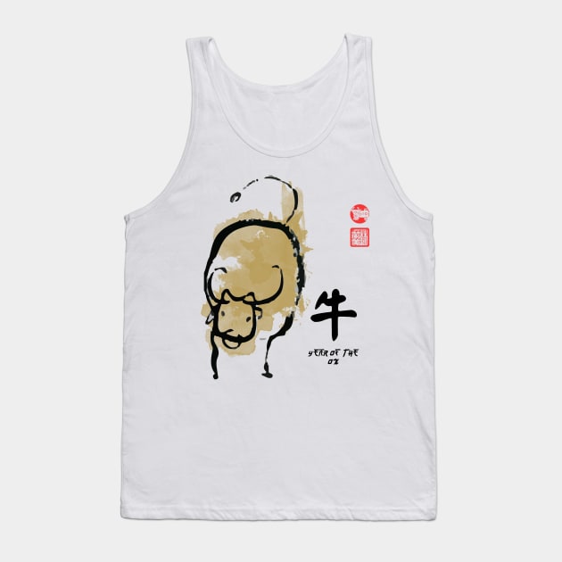 Year of OX Painting Seal Animal Chinese Zodiac Tank Top by porcodiseno